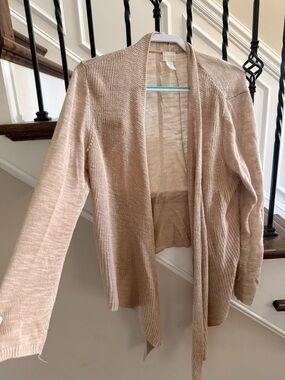 Chico’s Lightweight Open Knit Drape Cardigan Size 3 (XL) Neutral Tan